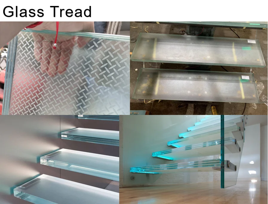 Gorgeous Design Custom Oak Tread Stairs Glass Railing Curved Staircase with Led Light from Foshan Factory factory