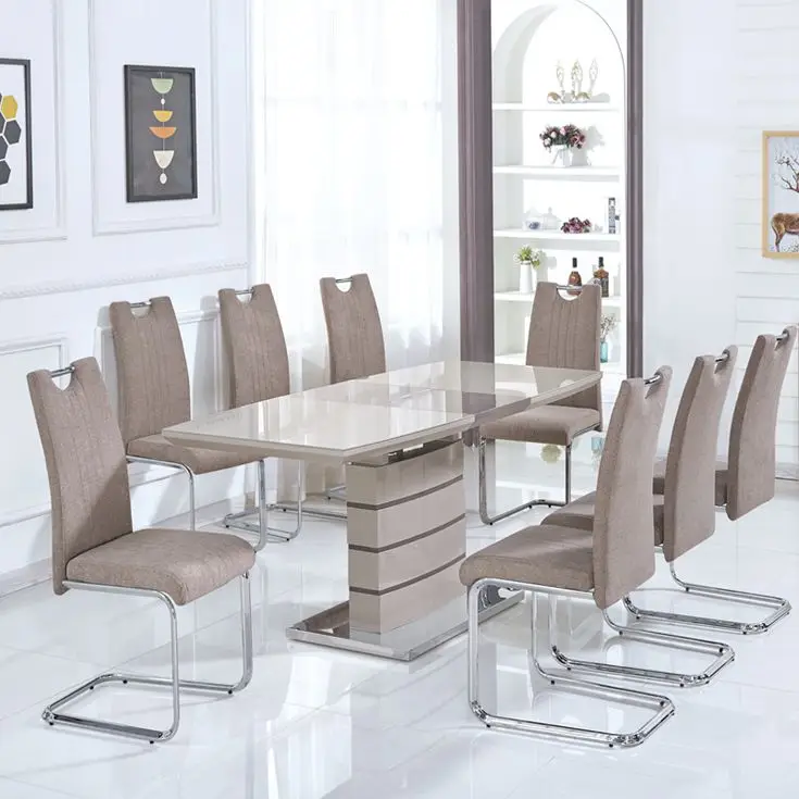 MDF Extending Dinning Furniture Extendable 6/8 Seat Modern Dining Table and Chairs Set Home Furniture BSCI Rectangle