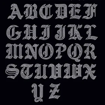 Custom Old English Font Iron on Crystal Rhinestone Pattern