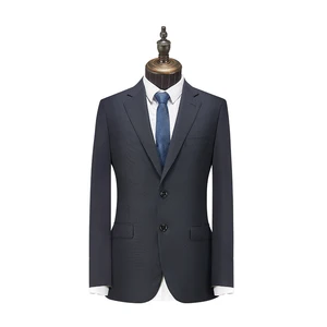 Men's Navy Blue Business Suit with Thousand Bird Grid Semi-Linen Lining Two-Piece Craftsmanship (Model HK8088-1)