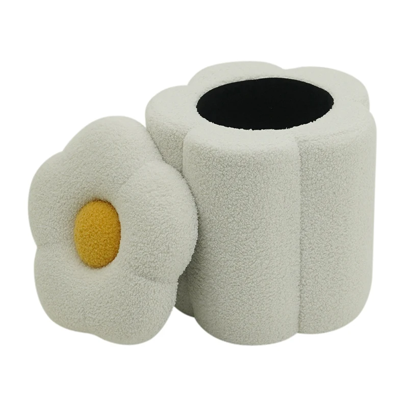 Luxury Upholstered Space Saving Tufted Round Velvet Stool Footrest Footstool Ottoman for Living Room