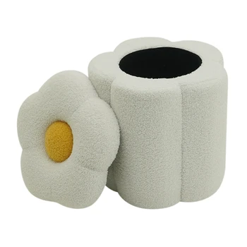 Luxury Upholstered Space Saving Tufted Round Velvet Stool Footrest Footstool Ottoman for Living Room