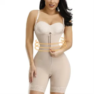 New Fabric Corset Waist Cincher New Bodysuit Shapewear with Crotch Zipper Woven Shaper Suitable for Postpartum