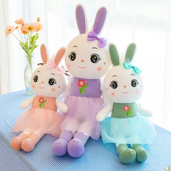 Wholesale stuffed bunny animals Toys rabbit plush toy new skirt dress small white rabbit doll girl toy stall pushing gifts