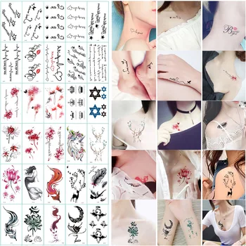 Wholesale Little Fresh Tattoo stickers Premium sense ins Tattoo Flower brow butterfly English star face sticker customization