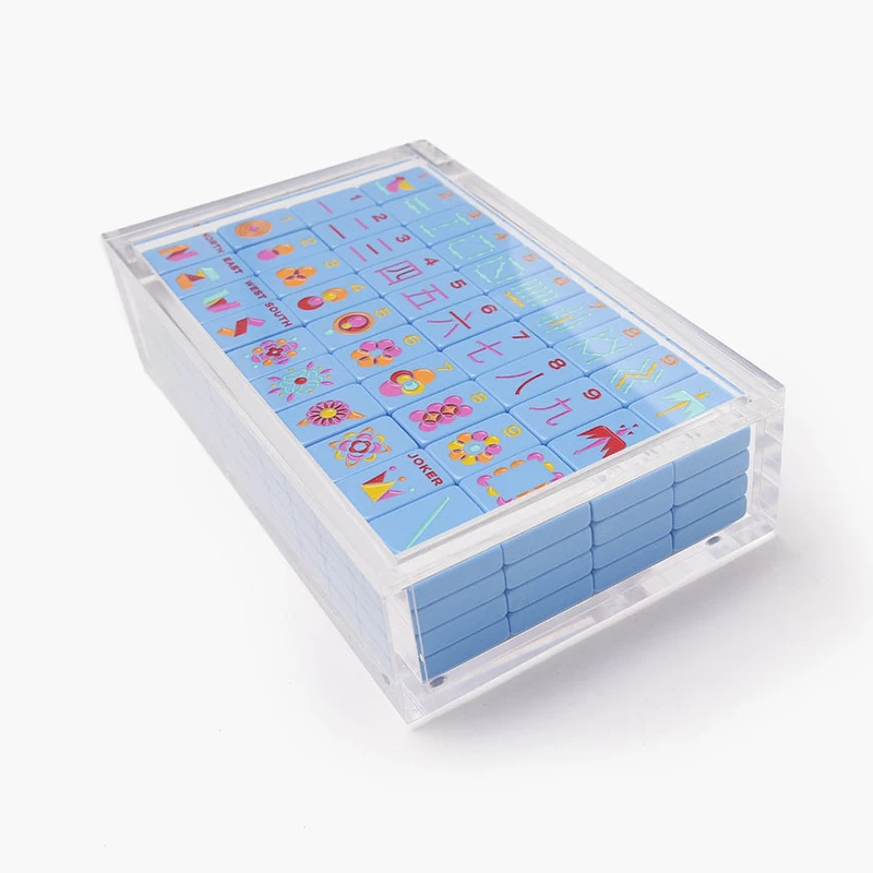 Clear Acrylic Mahjong Tile Set Protector Storage Case Custom Acrylic Mahjong Box with Lid