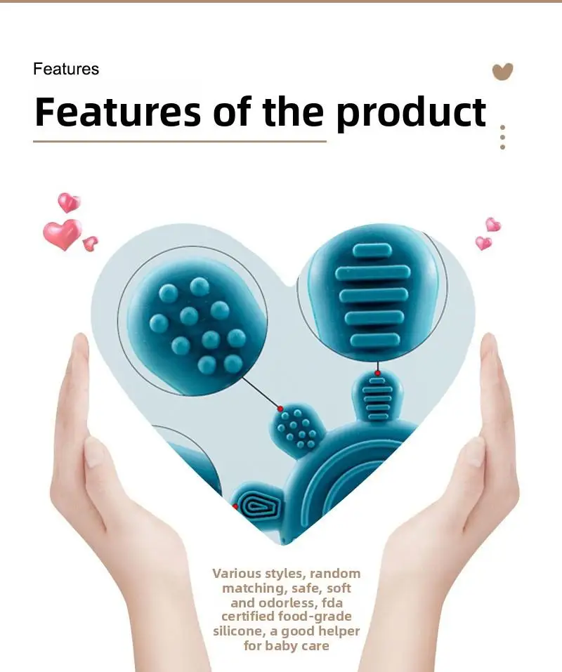 Organic Silicone Round Unisex Baby Teether New Design Anti Wean Style Soothing Chewable Rattle Teething Ring Toy factory