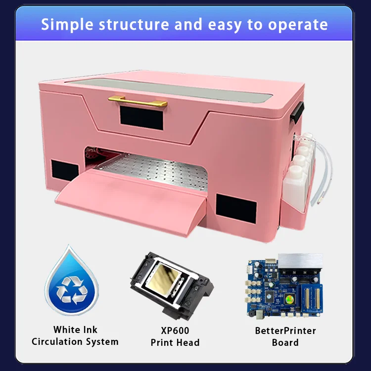 Lansong Small Size Pink A3 DTF Inkjet Printer T-Shirt Printing Machine T-shirt Clothes Pants Pillow Shoes Jeans Printing supplier