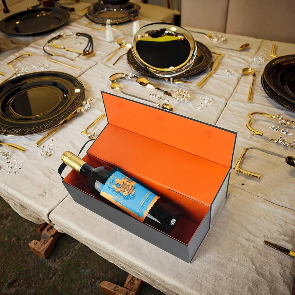 Factory Customization Luxury Fancy Recycled Materials Paper Packaging UV Wine Gift Box Wholesale Cardboard Heaven Earth Sponge