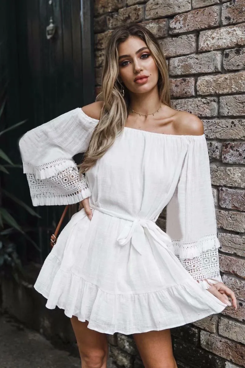 white off the shoulder cover up