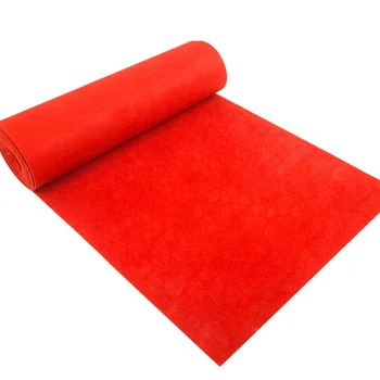 Non Woven Needle Punch Stage Plain Rib Velour Event Aisle Runner Disposable Outdoor Wed Polyester Roll Red Exhibition Carpet