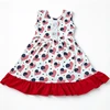 American Flag Heart Lace Sleeveless Ruffle Hem Dress