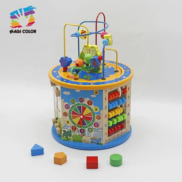Customize 8 in 1 Multifunction Educational Wooden Activity Cube for Kids W11B153