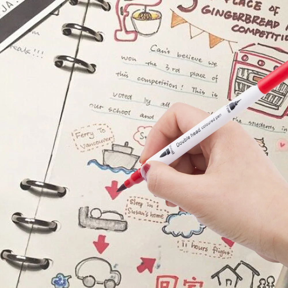 Оптовая продажа, ручка с двойным наконечником, ручка с двойным наконечником, набор художественных мини-маркеров с тонкой линией