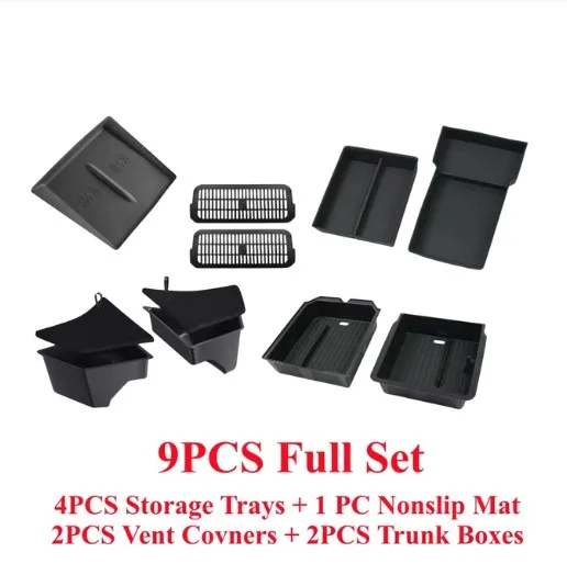 For Tesla Model 3 Highland 2024 Center Console Storage Box Rear Trunk Organizer Trays Backseat Vent Cover Charging Nonslip Mat