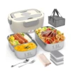 electric lunch box with fork spoon and bag