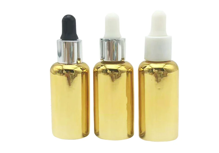 Electroplating Golden Glass Essential Oil Dropper Bottles 10ml