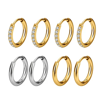 2pcs G23 Titanium 1.0mm Post Earring Hoop CZ Hinged Segment Round Ring for Women Ear Tragus Cartilage Helix Piercing Jewelry