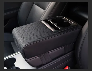 Car Armrest Box luxury Leather Waterproof black Central Armrest Pad Cushion with Cup Holder Tissue Box