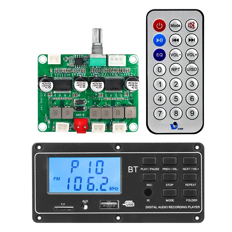 Modulo Amplificatore Stereo 12V/24V Con Display Digitale, Ingressi Multipli E Telecomando – Per Auto O Casa