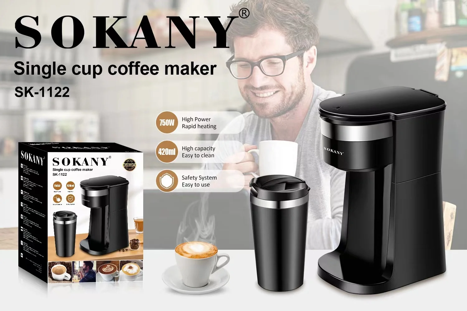 Sokany Portable Lightweight Electronic Rechargeable Coffee