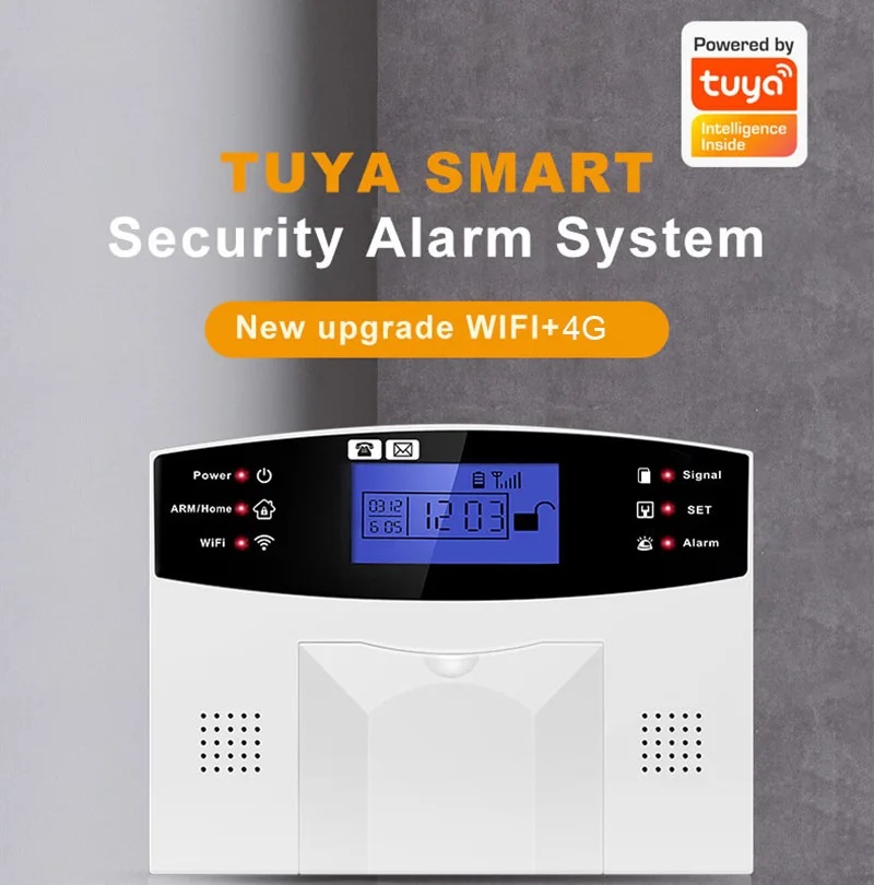 Tuya Smart Home Security Alarm System WIFI 4G Dual Network Two-Way Audio Timed Disarm SOS 433MHZ Remote Control Backup Battery
