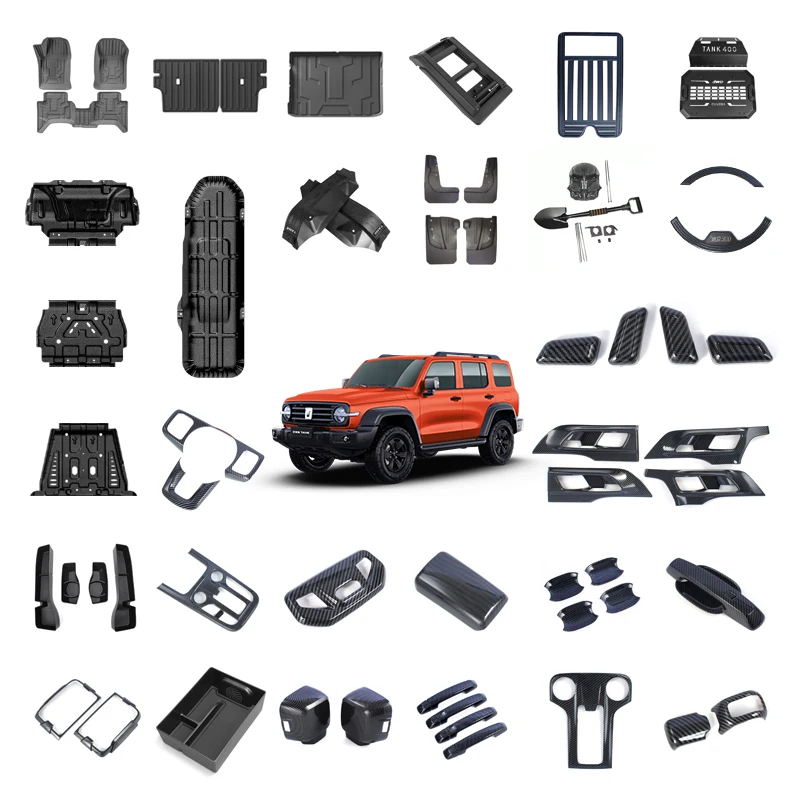 Bilaccessoar till GWM Tank 300 SUV, utvändig upphängningsdelar, dekorativ list med kolfiberdesign, inredningstillbehör