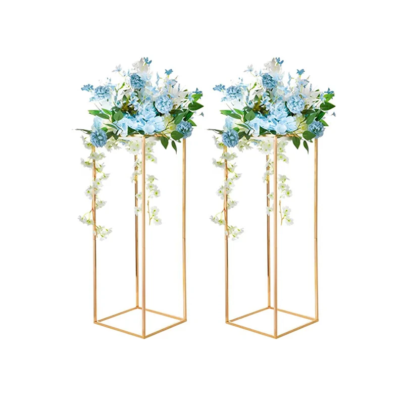 Metal Flower Floor Vase Gold Column Flower Stand For Wedding