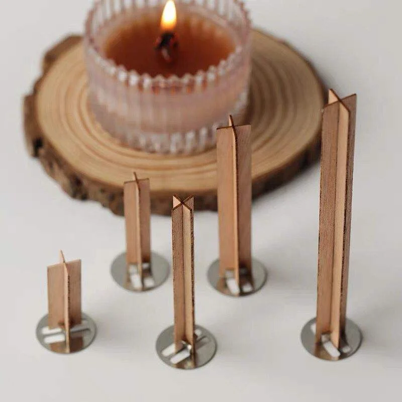 Factory Custom Various Styles Wood Wick Cross With Iron Stand Wooden Candle Wicks for Soy Wax Candle Making