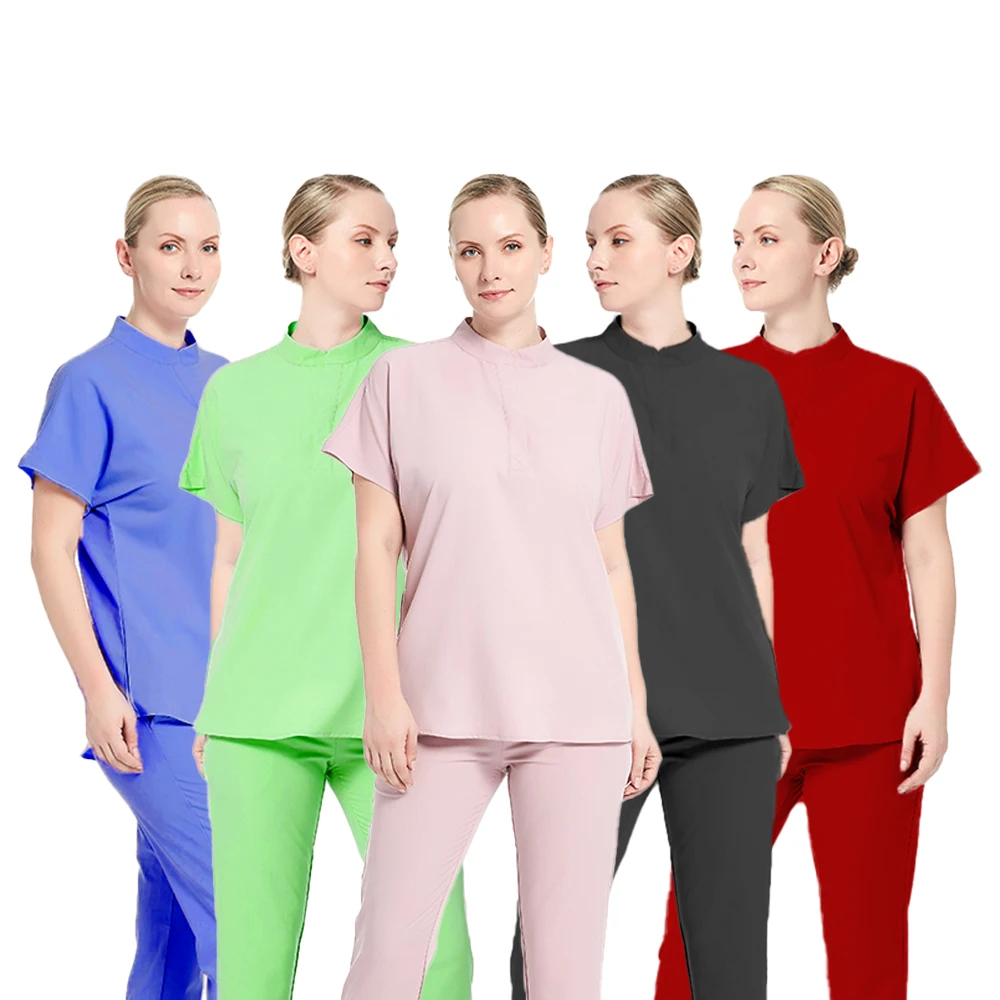 ZX Custom Women Nursing Scrub Suit Doctor Beautician Hospital Stretchy Nurse Uniform Set Medical Scrubs