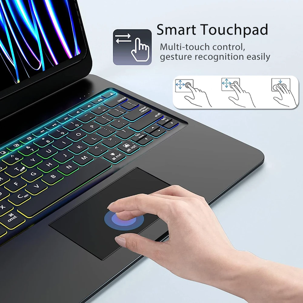 product for laudtec 109 inch pbk318 magic leather keyboard case for ipad 10th generation magnetic tablet cover touchpad trackpad rubber-9