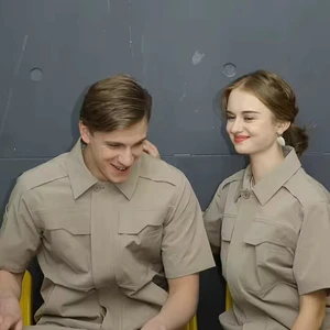 Labor Welder Summer Work Clothes Anti-Static Breathable Flame-Retardant Cotton Unisex Short Sleeve Shirt and Pants