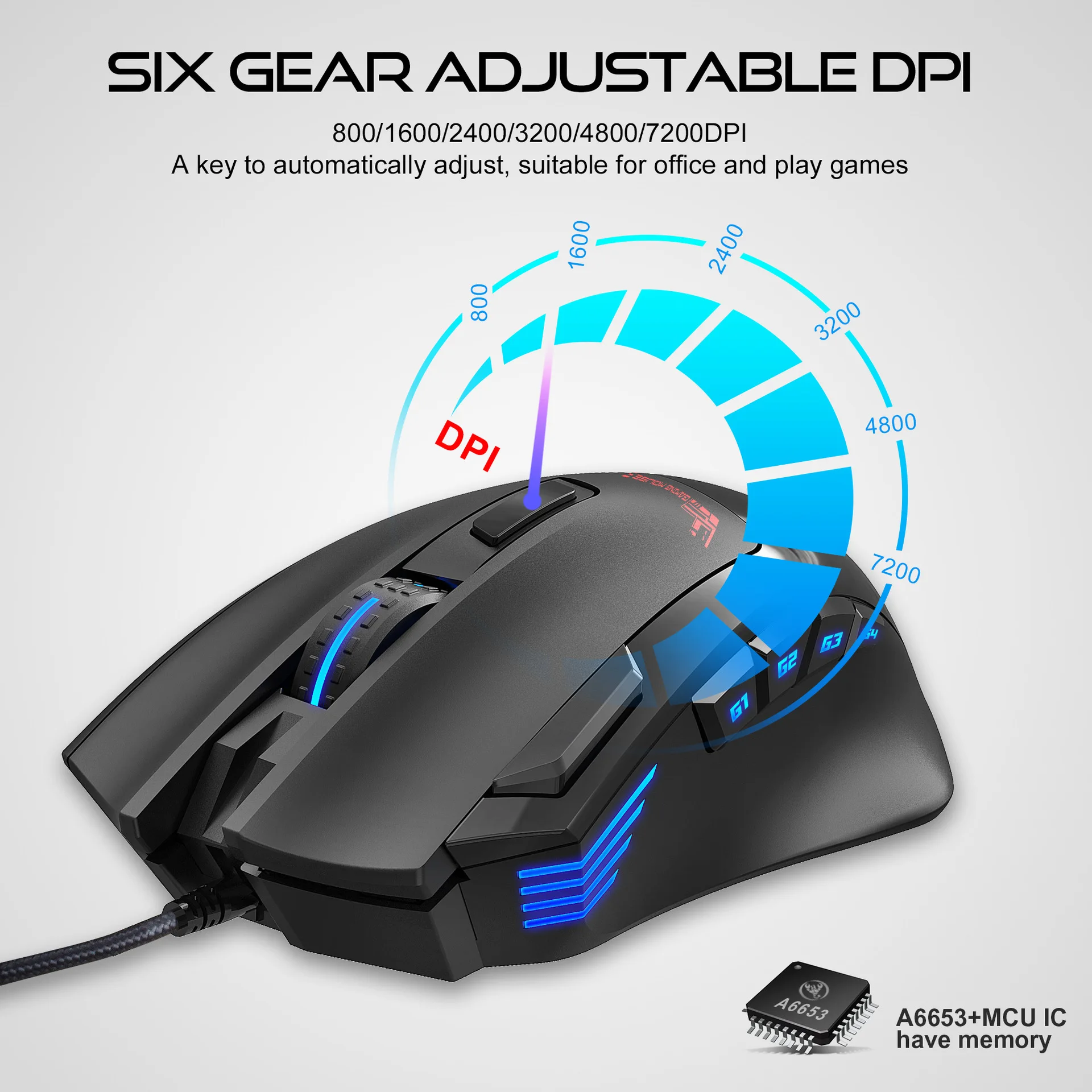 Mouse S600 S600 USB Computer Mouse Gaming RGB Mouse Gamer 7200DPI Ergonomic Mice ...