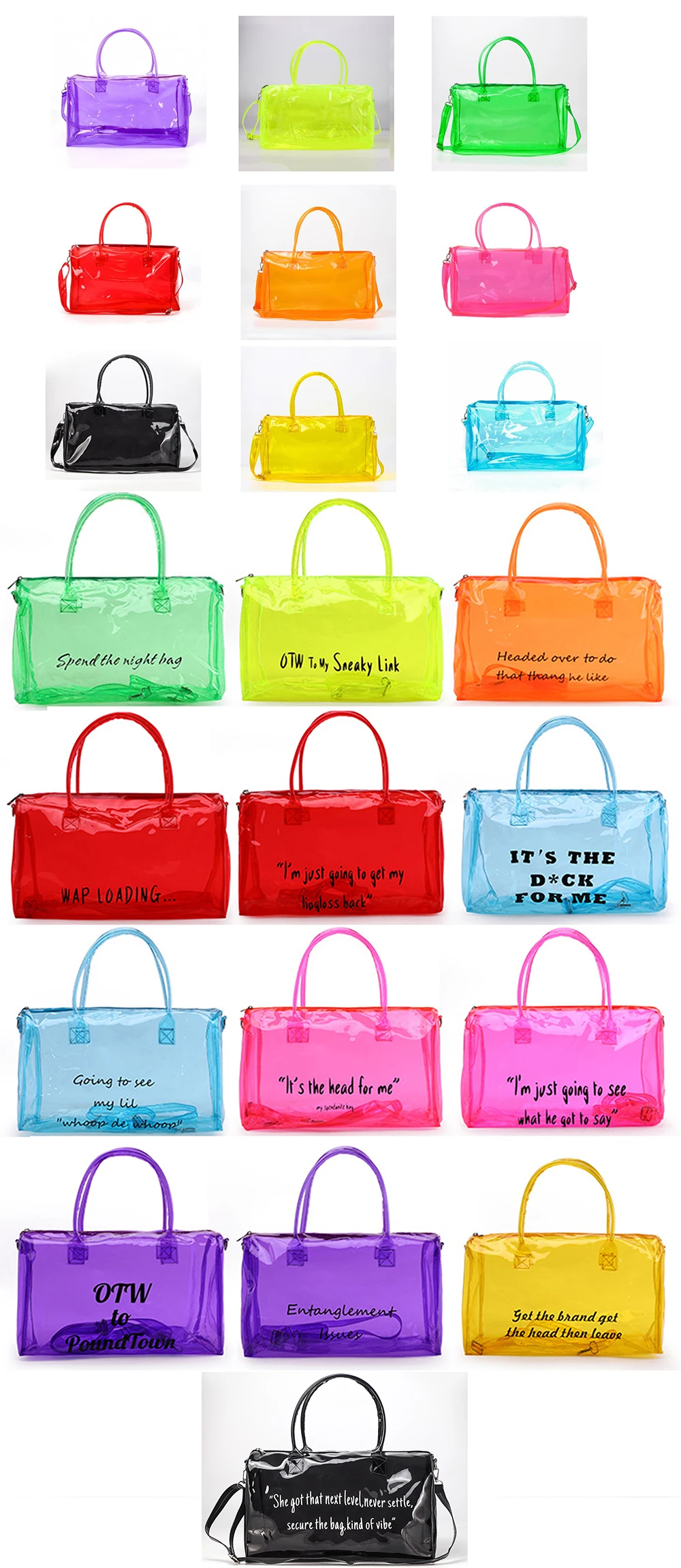 Wholesale Custom Candy Color Hot Pink Travel Tote Bag Clear Plastic Beach  Overnight Weekender Plain Waterproof PVC Duffle Bag Women From m.