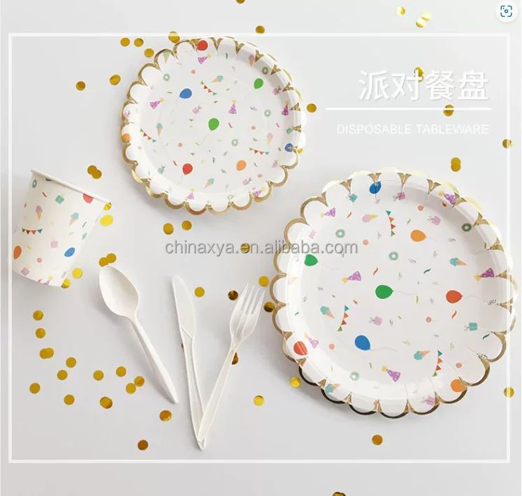 Birthday Party Supplies Custom Birthday Party Paper Plate Napkin Manufacture Happy Birthday Party Tableware Set factory