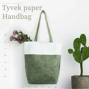 Wholesale Women Large Fashion Paper Handbag Waterproof Reusable Eco Tote Tyvek Shopping Bag