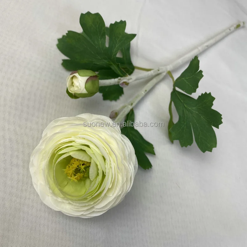 White Fake Ranunculus SN-Z2001-1 High Quality Photography Props Real Touch Stem Artificial ...
