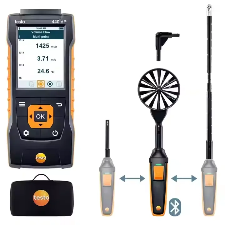 Testo 440 Delta P Flow ComboKit 1 Lux комплект светометр измеритель скорости воздуха и прибор для измерения 0563 4409