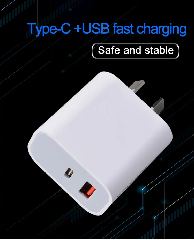 Dual Ports 18W PD QC3.0 USB C Charger Power Adapter AU Plug PD Wall Charger For iPhone 12/11 Pro for Samsung Phone Charger