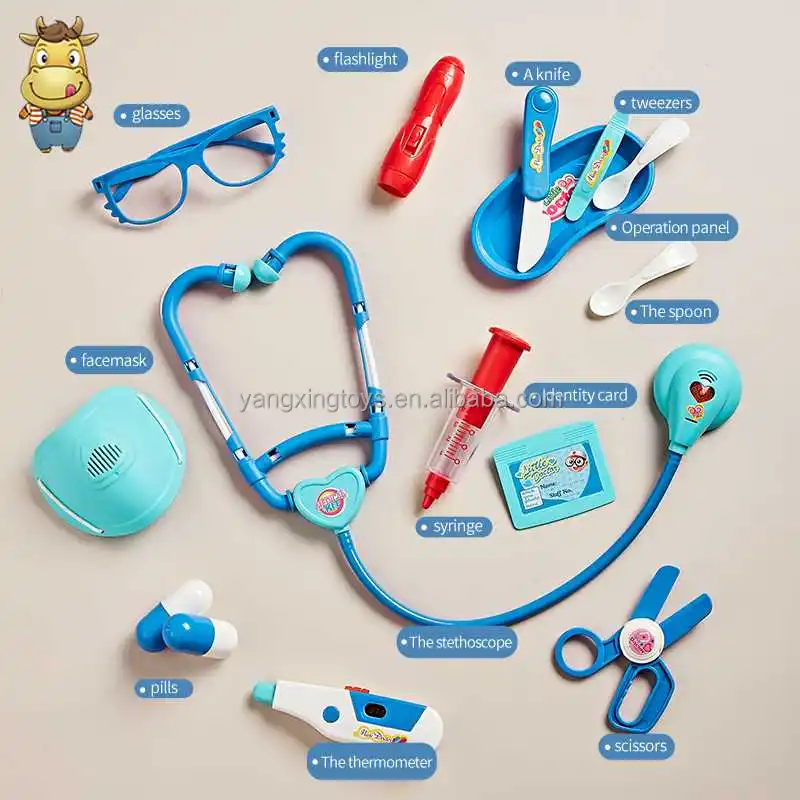 Kids montessori doctor kits role play wooden simulation dentist set toy for children educational medical bag nurse pretend game