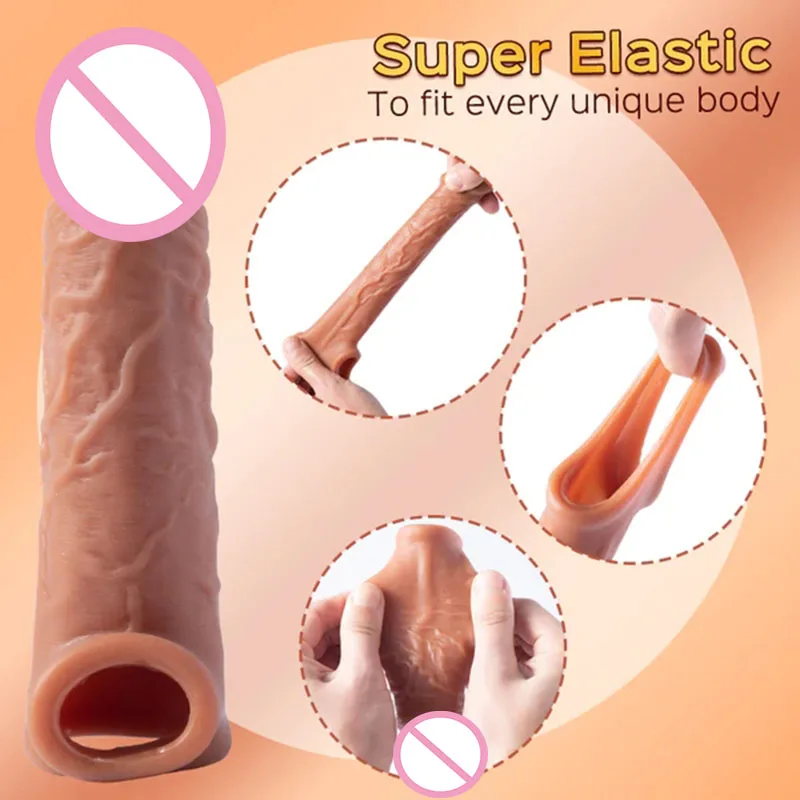 Penis Sleeve with Cock Ring Sex Toy, Ultra-Soft Silicone Cock Sleeve,  Reusable Penis Cuff Thickened Testicle Ring Male Adult Toy