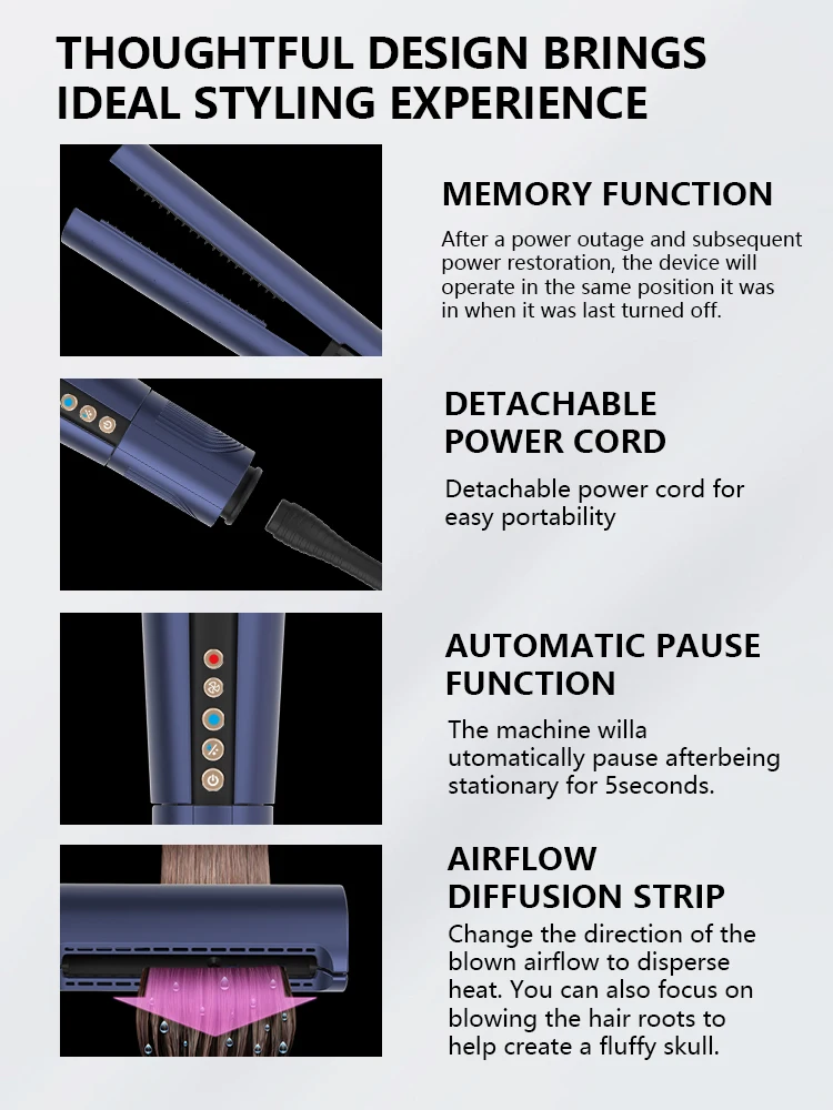 MESKY  Hair Dryer Straightener Wet to Dry Styler with LED Display Electric Hair Straightener Brush details