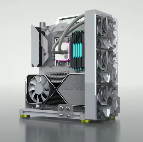 Mini ITX MATX ATX Gamer Cabinet Open Frame Desktop PC Case with Fan Water Cooler Vertical Personality for Computer Gaming