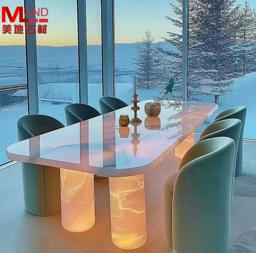 Onyx Backlit Marble Dining Table - Custom Made Crystal Bar Furniture ...
