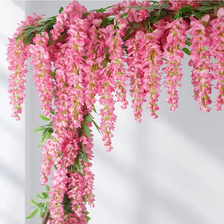 NatureMan Confezione da 12 fiori artificiali da appendere, 1,9 m, glicine ratta ratta da appendere, in seta, per feste di nozze, giardino, decorazione