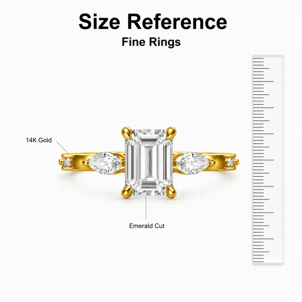 14K Gold Emerald Cut Lab Grown Diamond Ring Marquise Lab Created Diamond Engagement Ring Lab Diamond Rings for Women