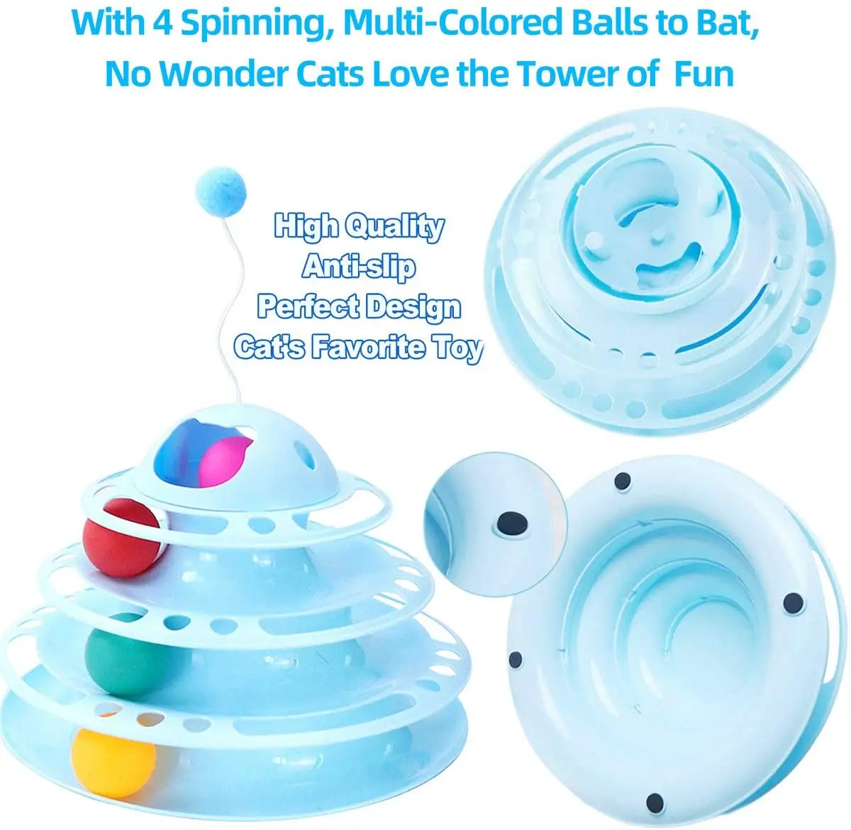 Cat toy Roller  4  levels for fun small ball with slider Pet cat toy