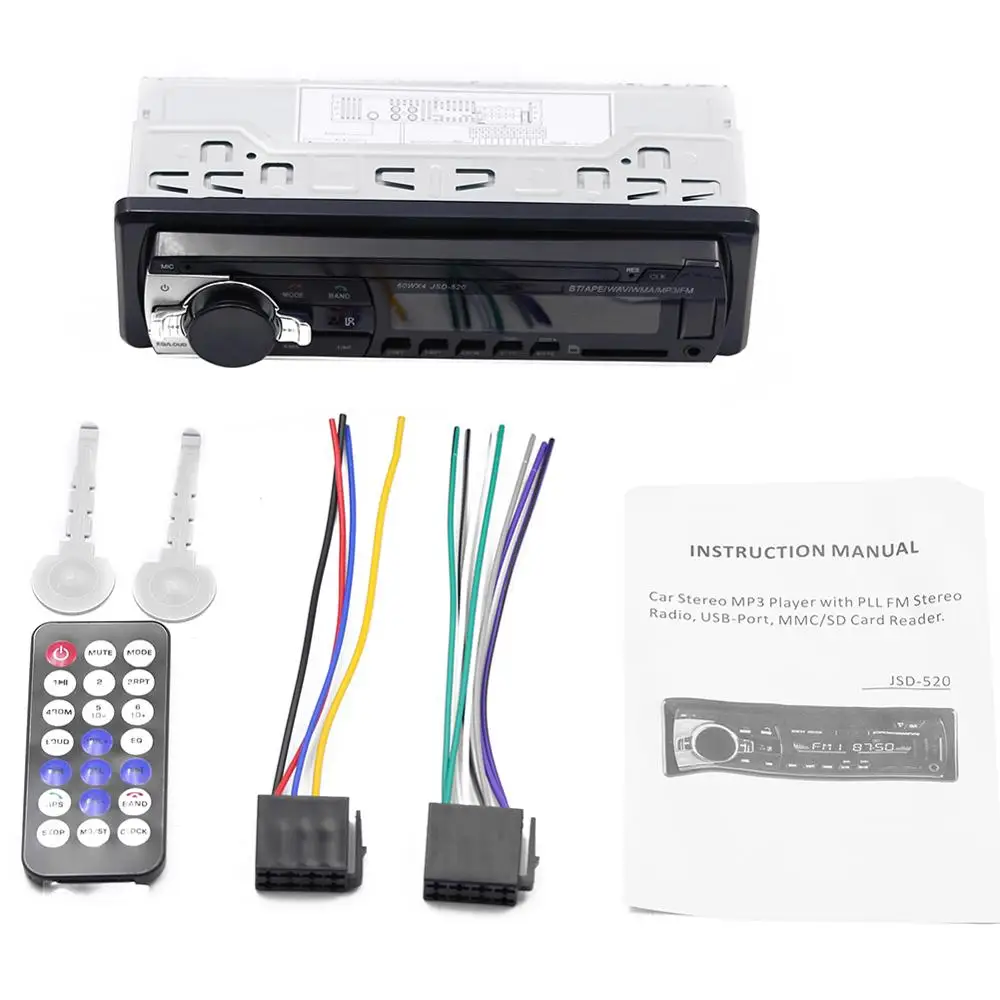 1single Din SD MP3 Player JSD-520 Car Stereo Radio FM Aux Input Receiver USB with BT Audio