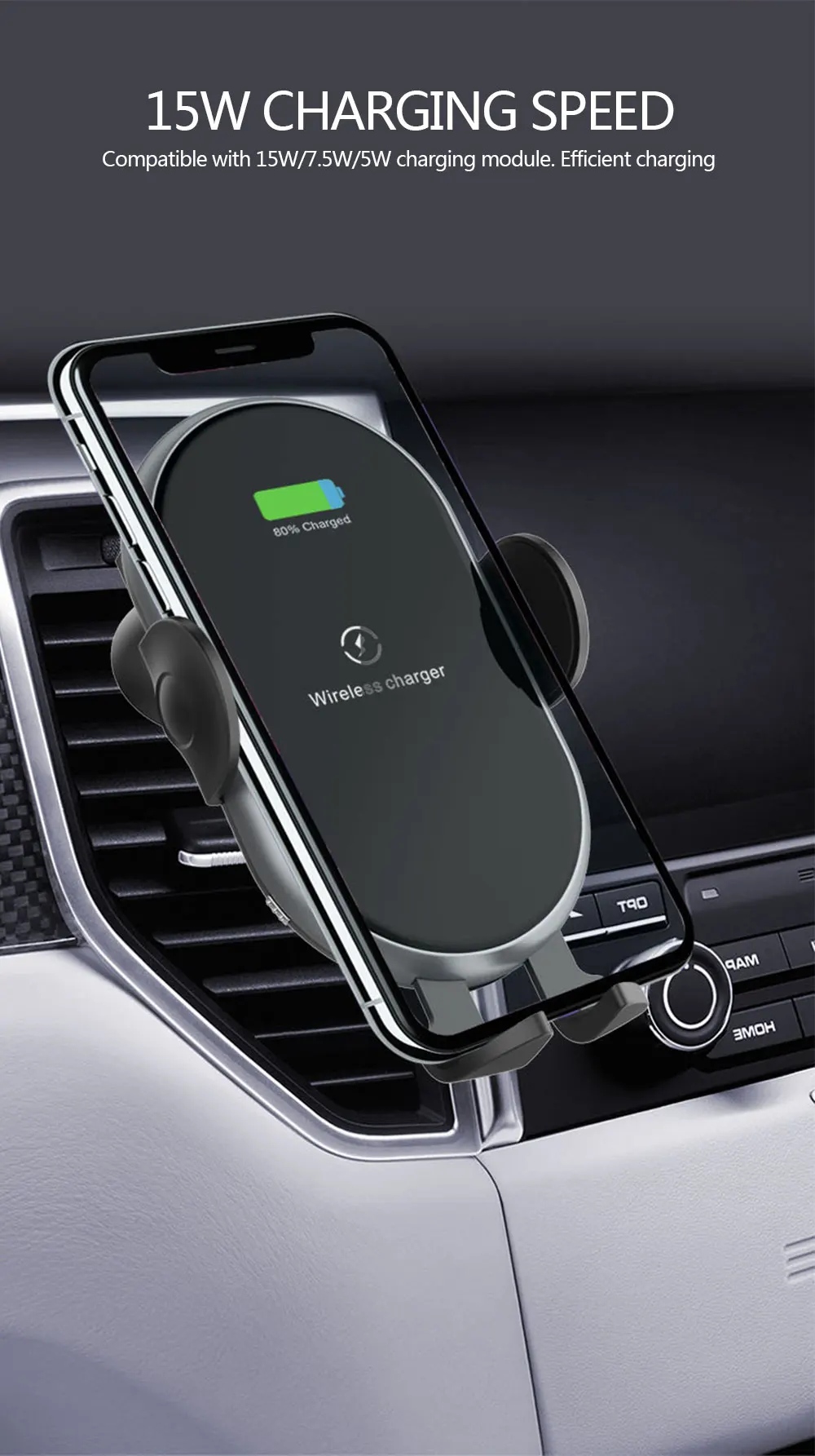 Car Phone Holder Wireless Charger For iPhone Huawei Xiaomi 15W Induction Car Mount Fast Wireless Charging Suck Phone Holder
