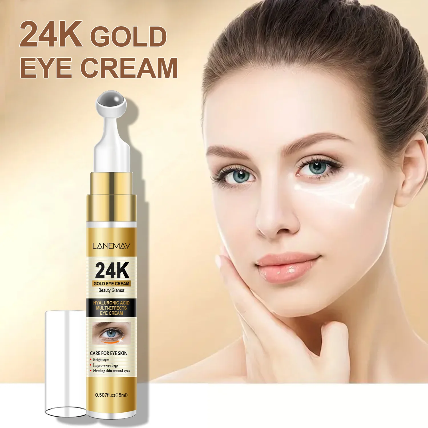 Body Cream , Containing 24K Gold Particles, Effectively Reduces Wrinkles, Dark Circles, and Puffiness Around the Eyes.